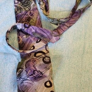 EUC Paul Rodon Silk Tie Purple Green Black Swirls